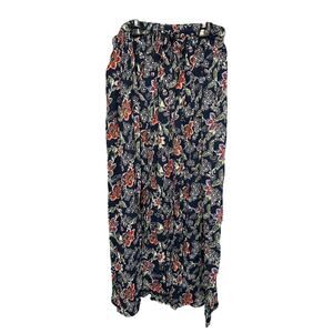 Orvis Maxi Drawstring Skirt Navy Blue Boho Festival Design Small
